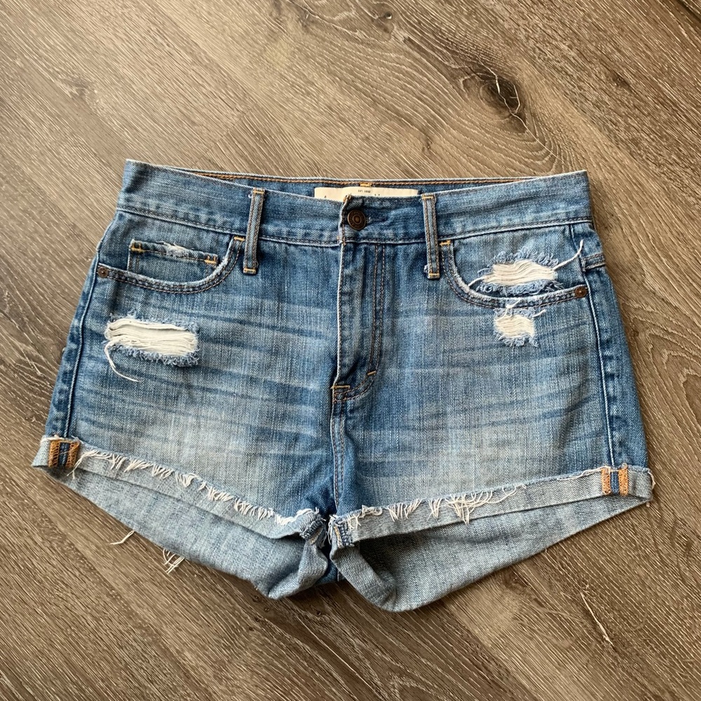 Abercrombie & Fitch Distressed Light Wash Shorts